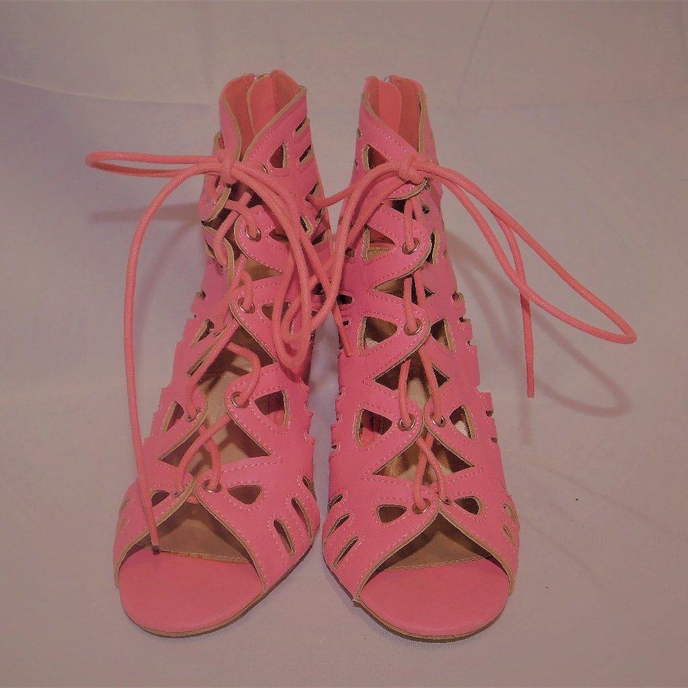 YOKI Wedge heel laser cut tie front open toe